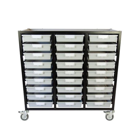 Storsystem Commercial Grade Mobile Bin Storage Cart with 27 Gray High Impact Polystyrene Bins/Trays CE2103DG-27SLG